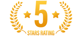 ImmigraTrust Law immigration law firm emblem '5' stars, 5-star client satisfaction rating, endorsed by verified reviews, representing the esteemed service of Najmeh Mahmoudjafari, Esq., Irvine, California